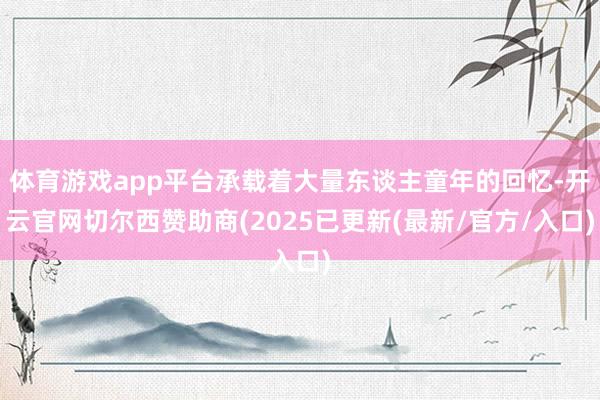 体育游戏app平台承载着大量东谈主童年的回忆-开云官网切尔西赞助商(2025已更新(最新/官方/入口)