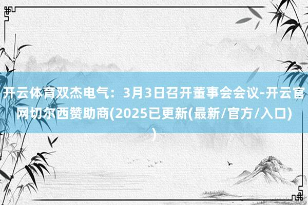开云体育双杰电气：3月3日召开董事会会议-开云官网切尔西赞助商(2025已更新(最新/官方/入口)